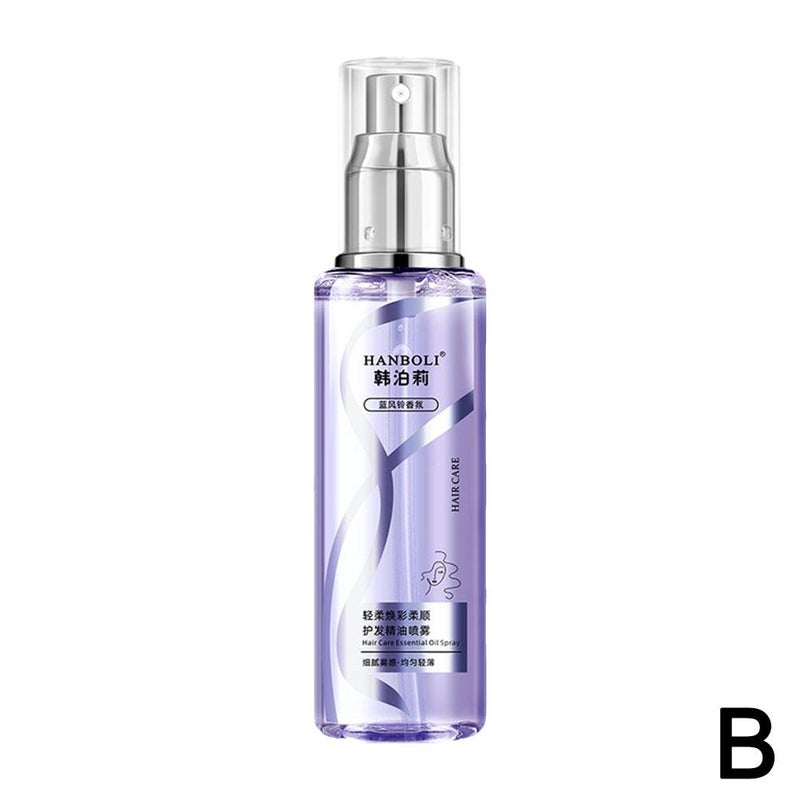 Hanboli Smoothing Hair Essence Spray improves dryness and frizz; one spray for smooth, no-rinse, anti-static hair.